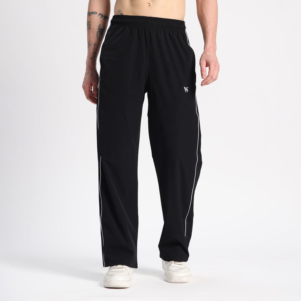 Valesto Structured Fit Retro Track Pant - Jet Black