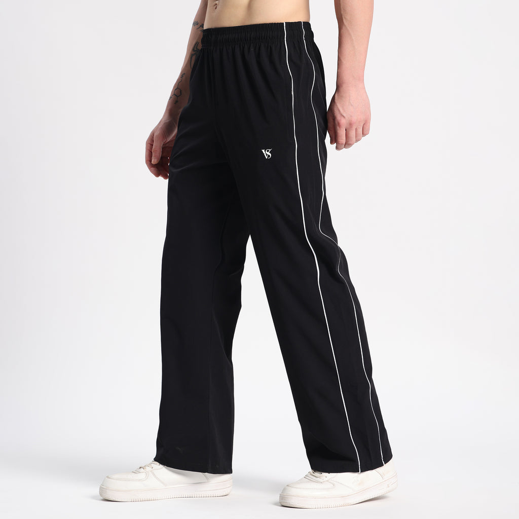 Valesto Structured Fit Retro Track Pant - Jet Black