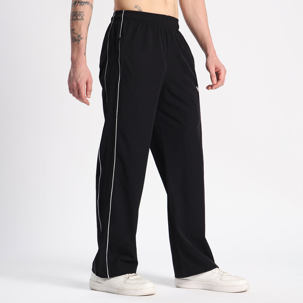 Valesto Structured Fit Retro Track Pant - Jet Black