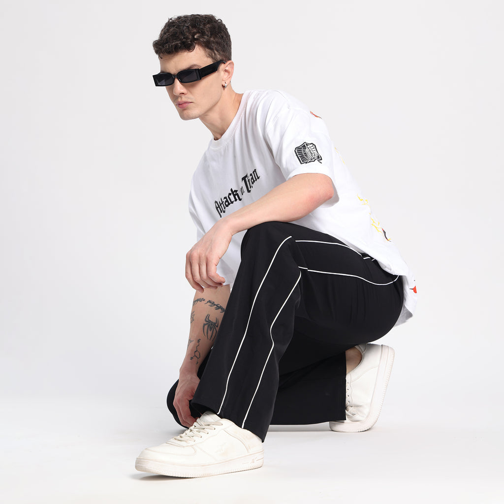 Valesto Structured Fit Retro Track Pant - Jet Black