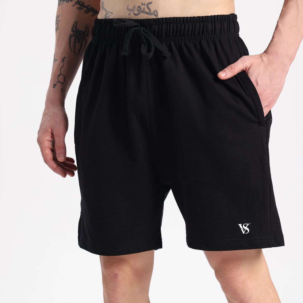 Valesto Premium Lounge Cotton Shorts - [Black]