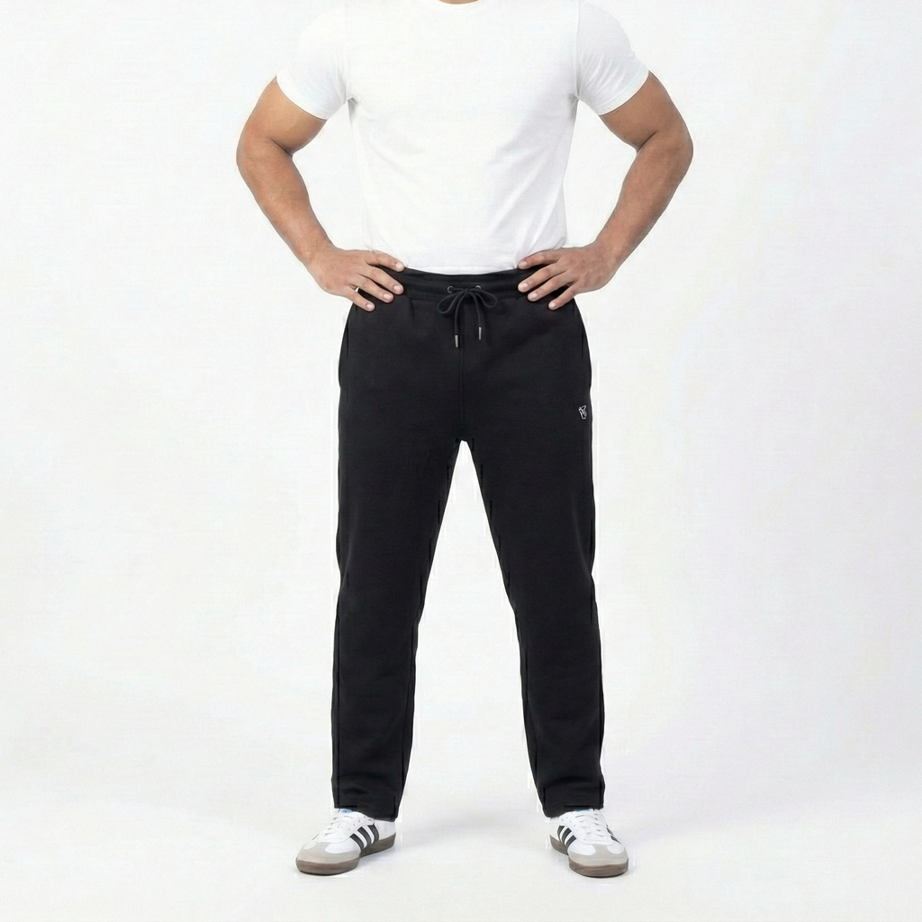 The Essential 320: Heavyweight Cotton Fleece Trouser - Jet Black