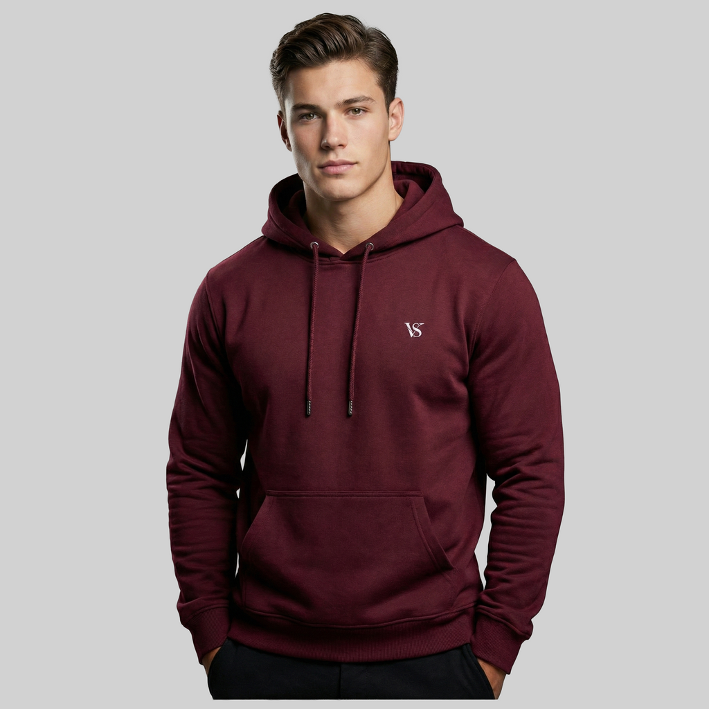Valesto Heavyweight Structured Fleece Hoodie - [Royal maroon]