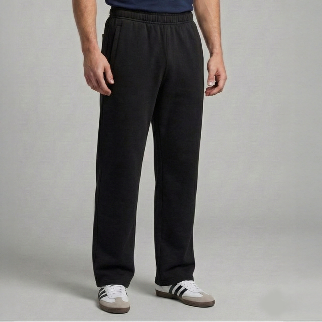 The 'Winter Essential' Heavy Fleece Trouser| Straight Fit - [Jet Black]