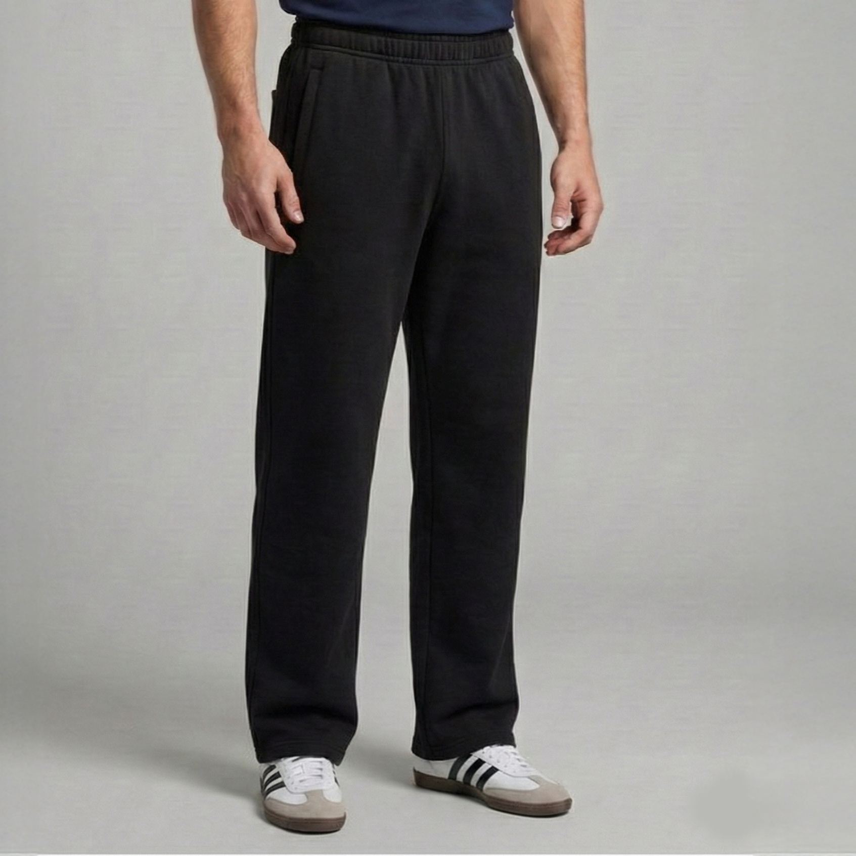 The 'Winter Essential' Heavy Fleece Trouser| Straight Fit - [Jet Black]