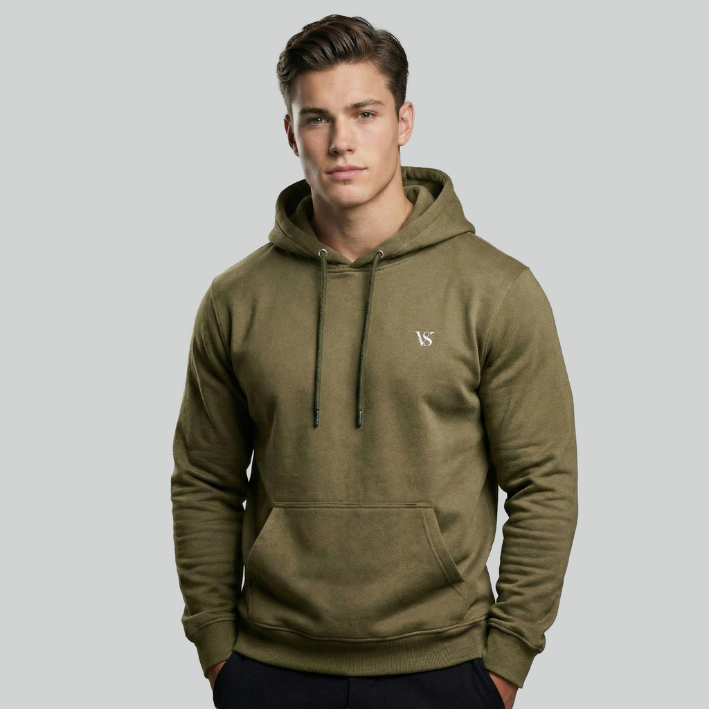 Valesto Heavyweight Structured Fleece Hoodie - [Olive Green]