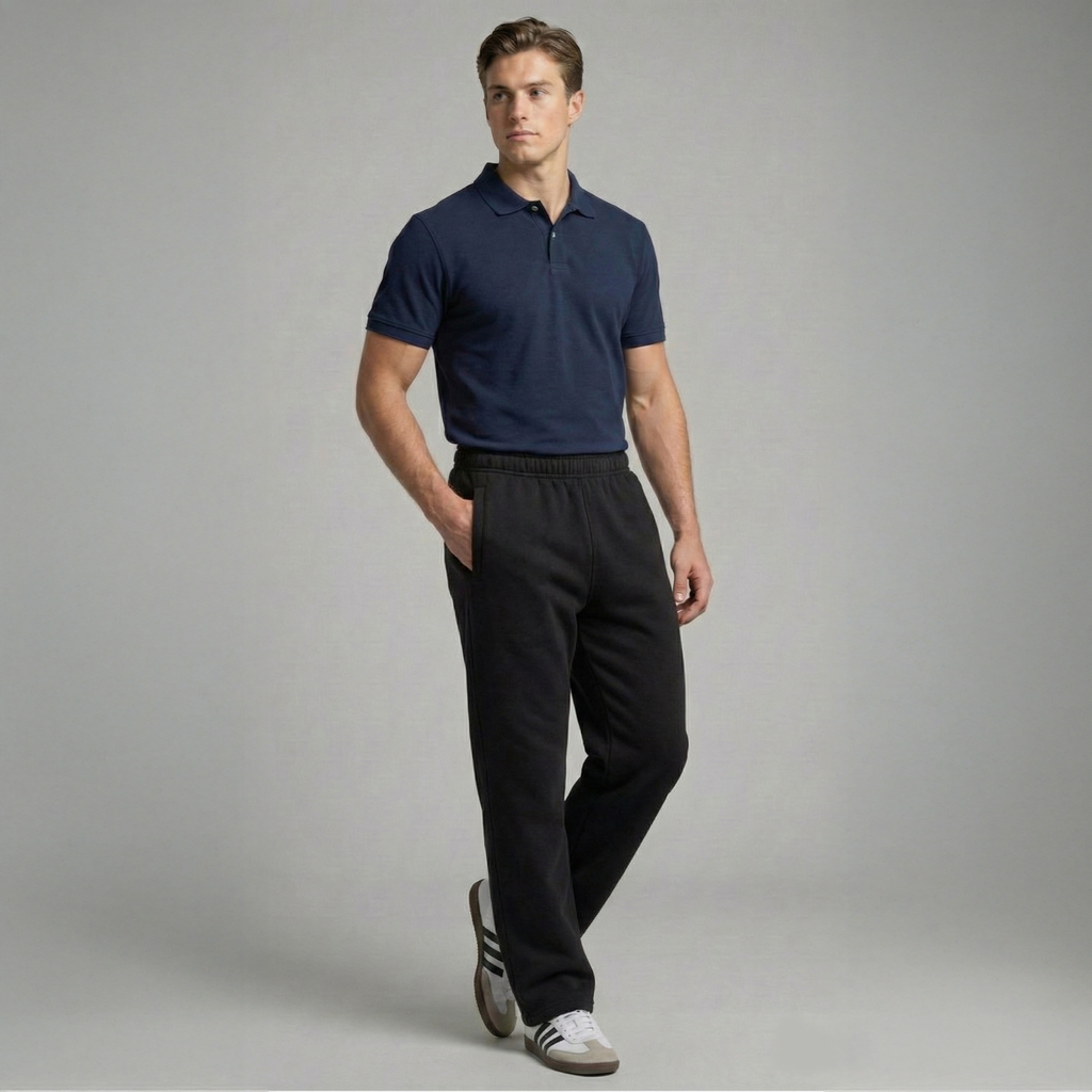 The 'Winter Essential' Heavy Fleece Trouser| Straight Fit - [Jet Black]