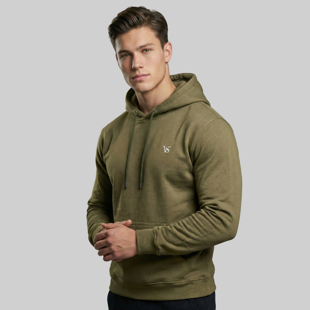 Valesto Heavyweight Structured Fleece Hoodie - [Olive Green]