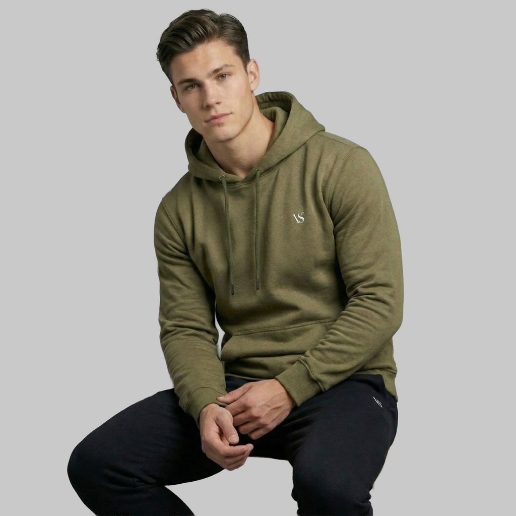 Valesto Heavyweight Structured Fleece Hoodie - [Olive Green]