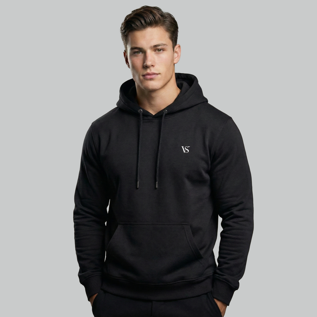 Valesto Heavyweight Structured Fleece Hoodie - [Jet Black]