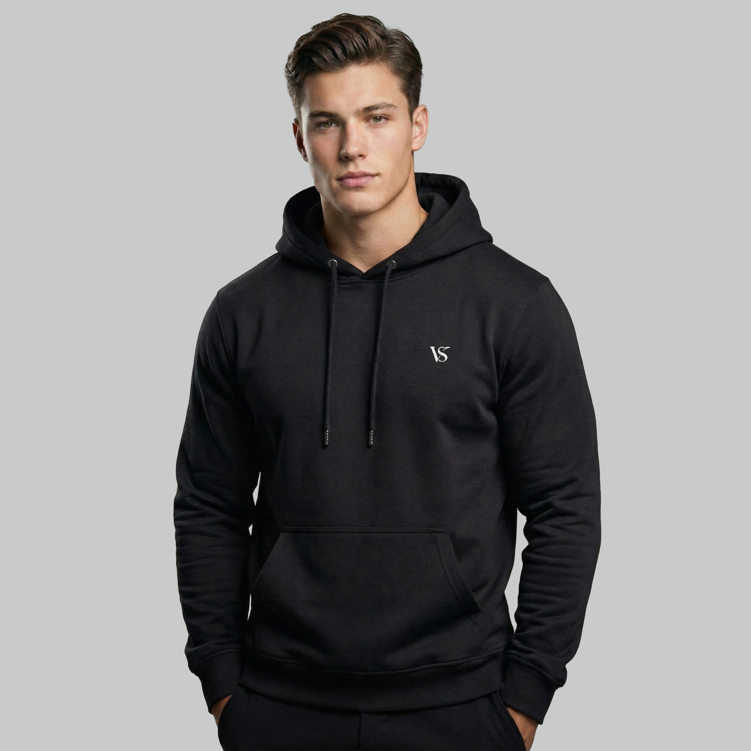 Valesto Heavyweight Structured Fleece Hoodie - [Jet Black]