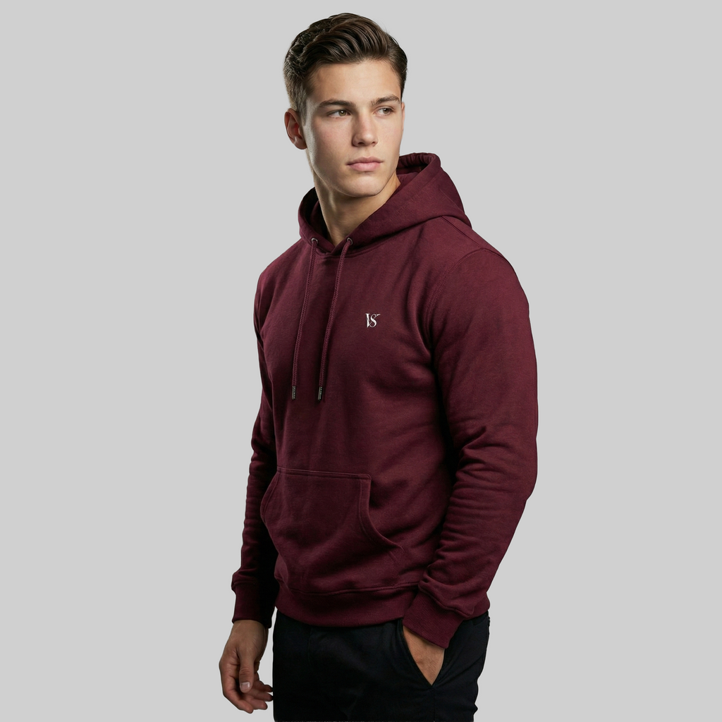 Valesto Heavyweight Structured Fleece Hoodie - [Royal maroon]