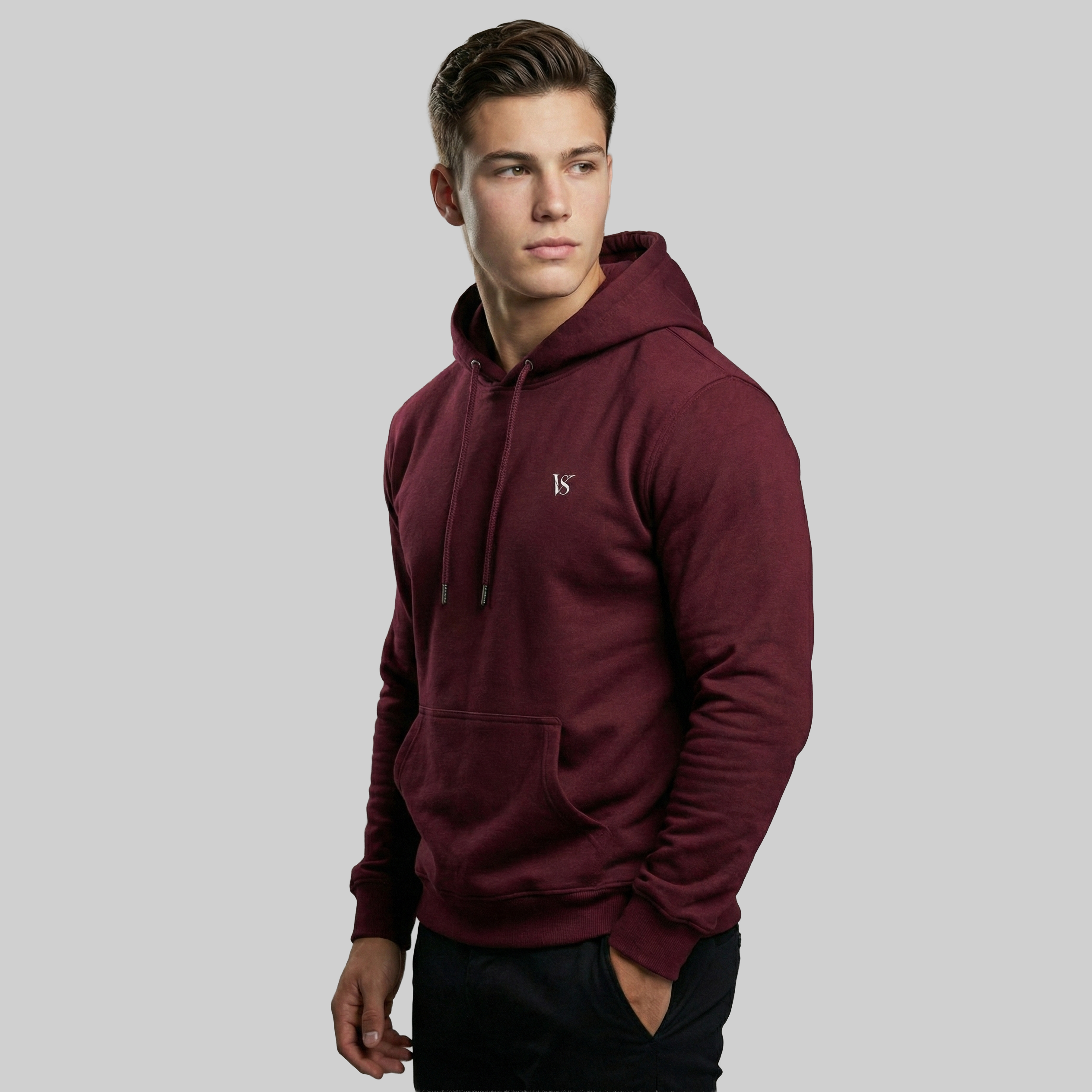 Valesto Heavyweight Structured Fleece Hoodie - [Royal maroon]