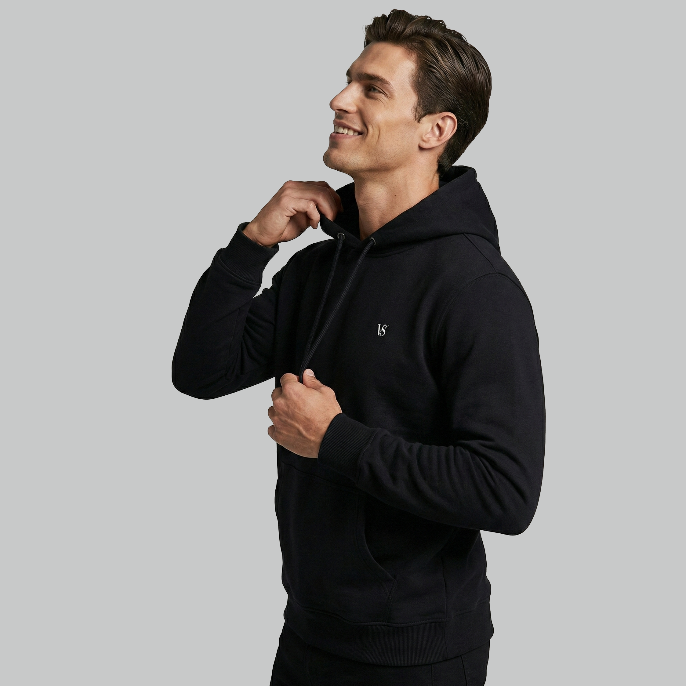 Valesto Heavyweight Structured Fleece Hoodie - [Jet Black]