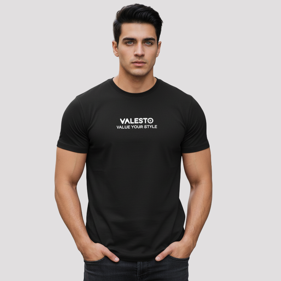Valesto t-shirt | Round Neck | Black