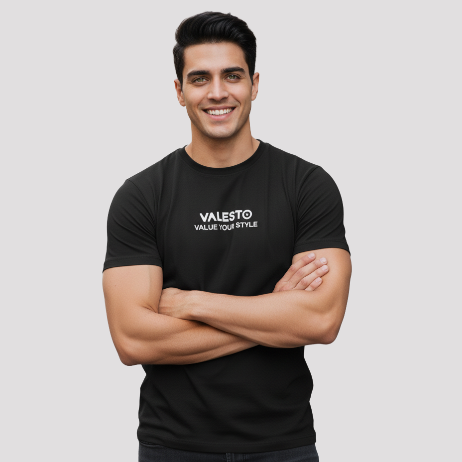 Valesto t-shirt | Round Neck | Black