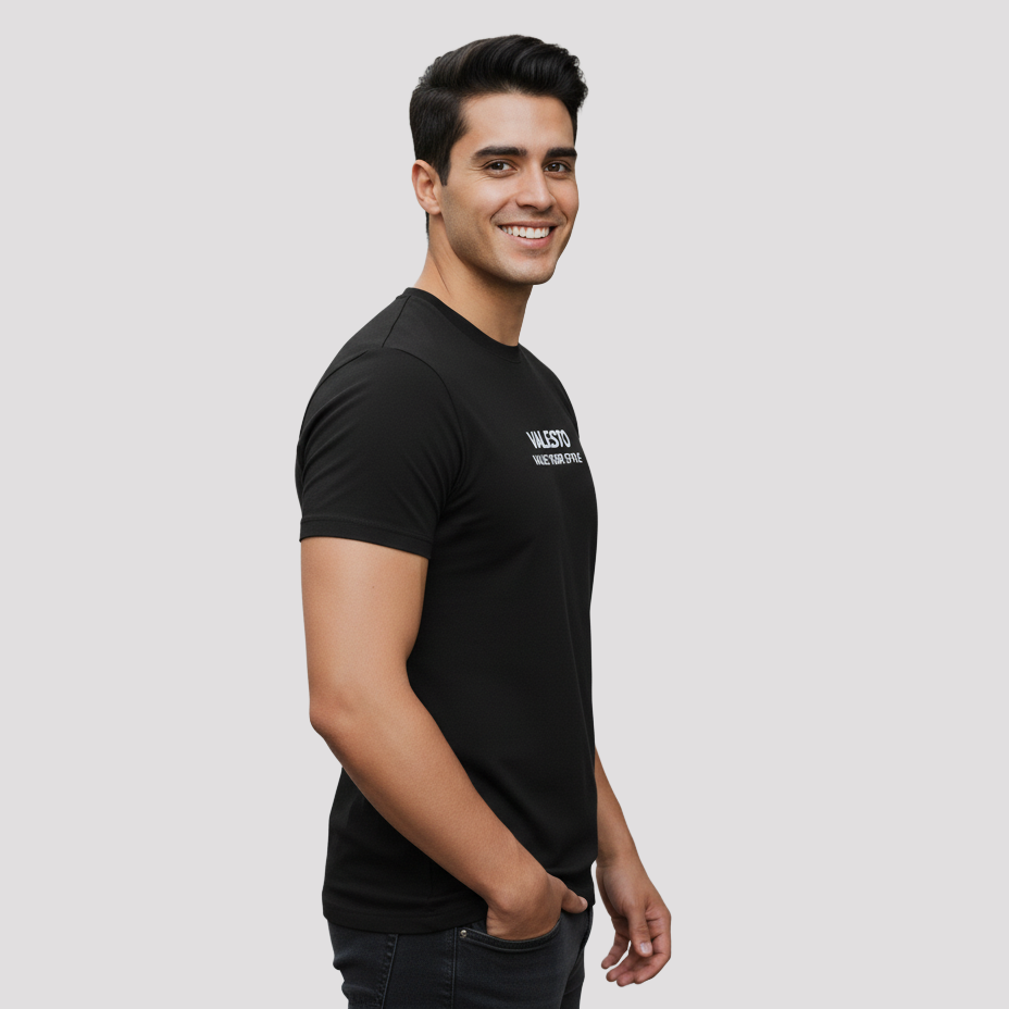 Valesto t-shirt | Round Neck | Black