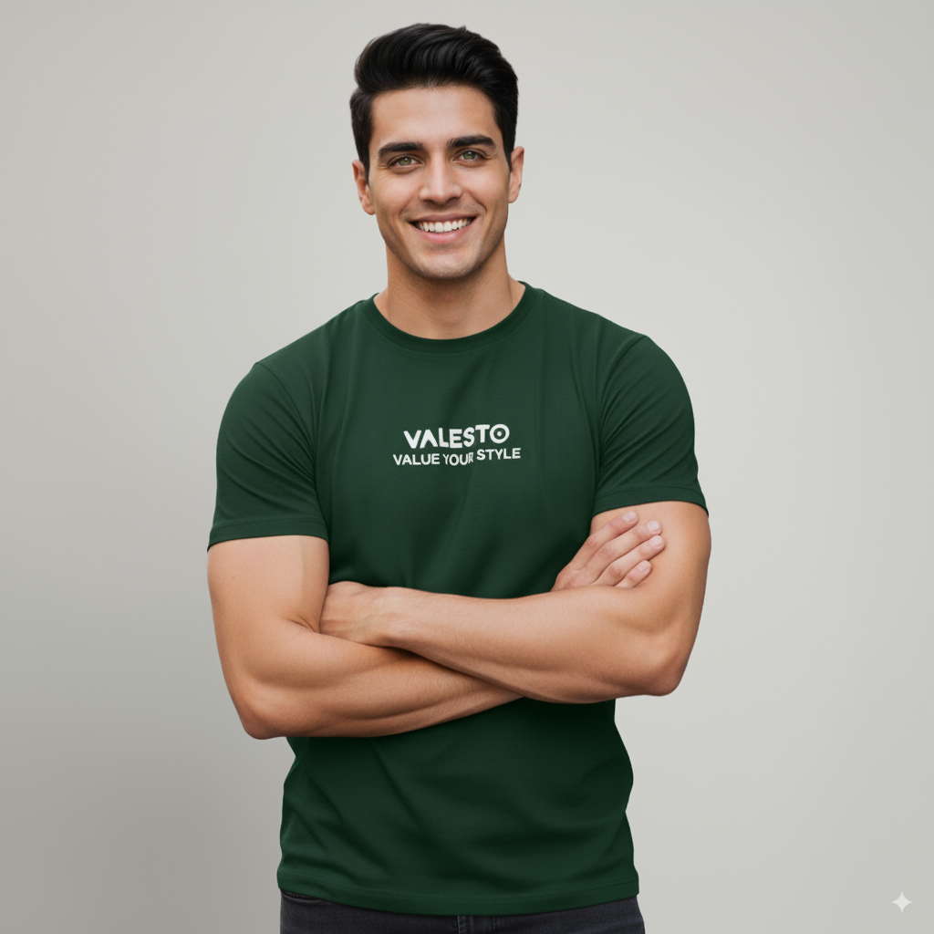 Valesto T-shirt |Round neck |Green