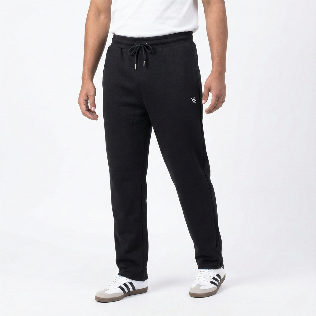 The Essential 320: Heavyweight Cotton Fleece Trouser - Jet Black